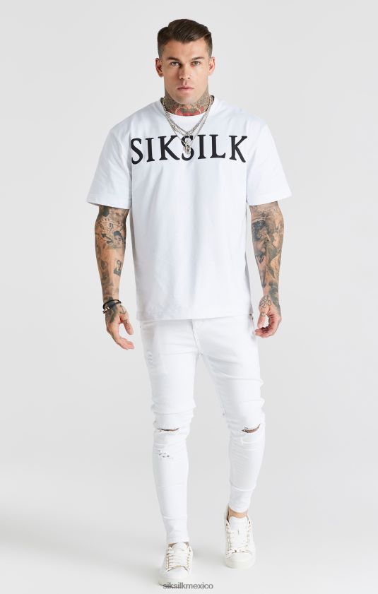 jeans ajustados desgastados esenciales blancos vestir hombres SikSilk 8TT44N553