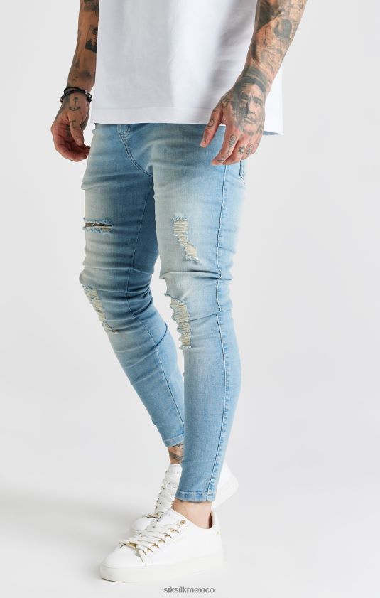 jeans ajustados desgastados esenciales lavados en azul vestir hombres SikSilk 8TT44N551