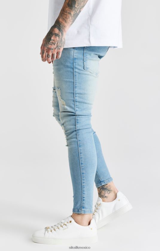 jeans ajustados desgastados esenciales lavados en azul vestir hombres SikSilk 8TT44N551