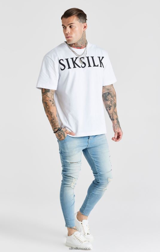 jeans ajustados desgastados esenciales lavados en azul vestir hombres SikSilk 8TT44N551