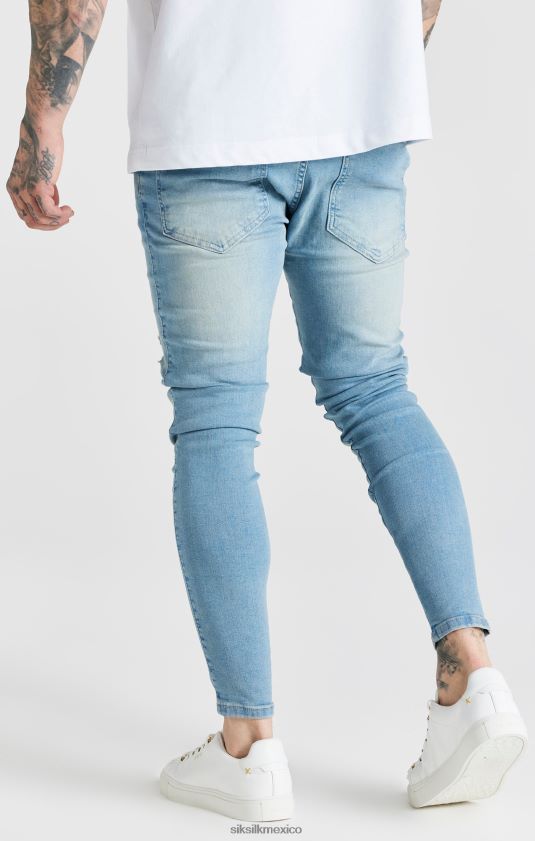 jeans ajustados desgastados esenciales lavados en azul vestir hombres SikSilk 8TT44N551