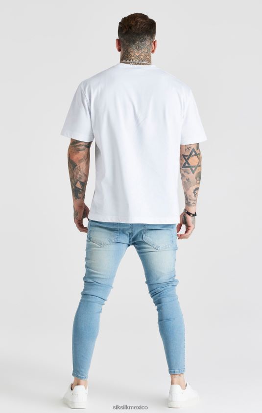 jeans ajustados desgastados esenciales lavados en azul vestir hombres SikSilk 8TT44N551