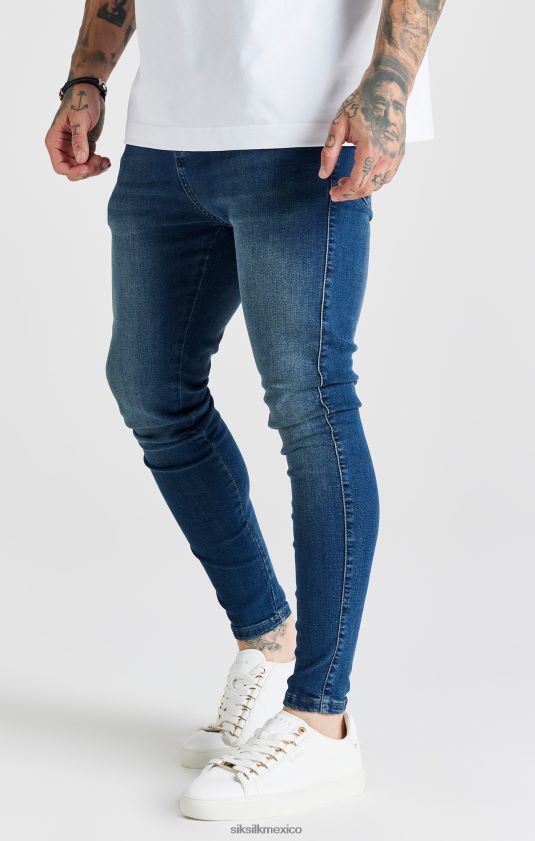 jeans ajustados esenciales lavados azules vestir hombres SikSilk 8TT44N556