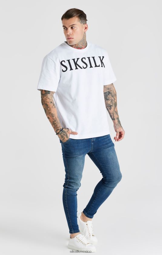 jeans ajustados esenciales lavados azules vestir hombres SikSilk 8TT44N556