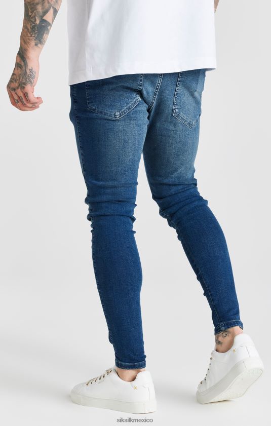 jeans ajustados esenciales lavados azules vestir hombres SikSilk 8TT44N556