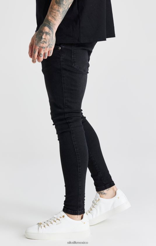 jeans ajustados esenciales lavados negros vestir hombres SikSilk 8TT44N557
