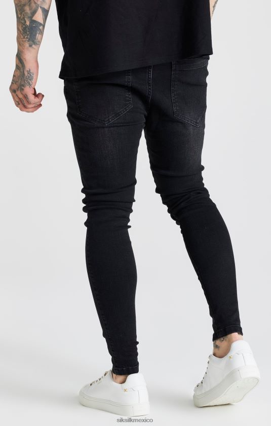 jeans ajustados esenciales lavados negros vestir hombres SikSilk 8TT44N557