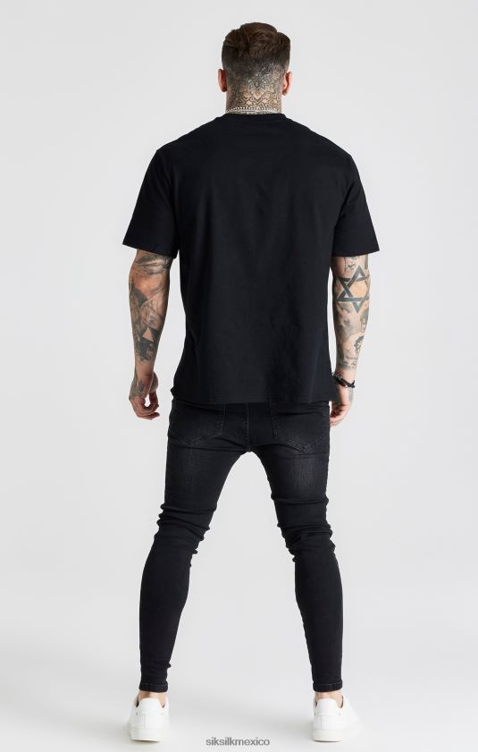 jeans ajustados esenciales lavados negros vestir hombres SikSilk 8TT44N557