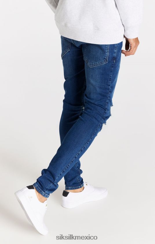 vaqueros azules desgastados y ajustados vestir hombres SikSilk 8TT44N563