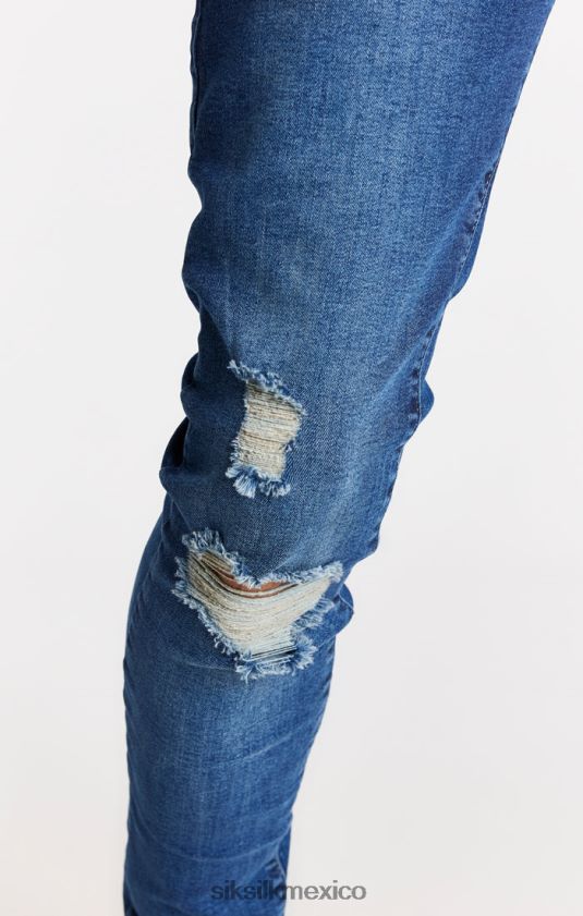 vaqueros azules desgastados y ajustados vestir hombres SikSilk 8TT44N563