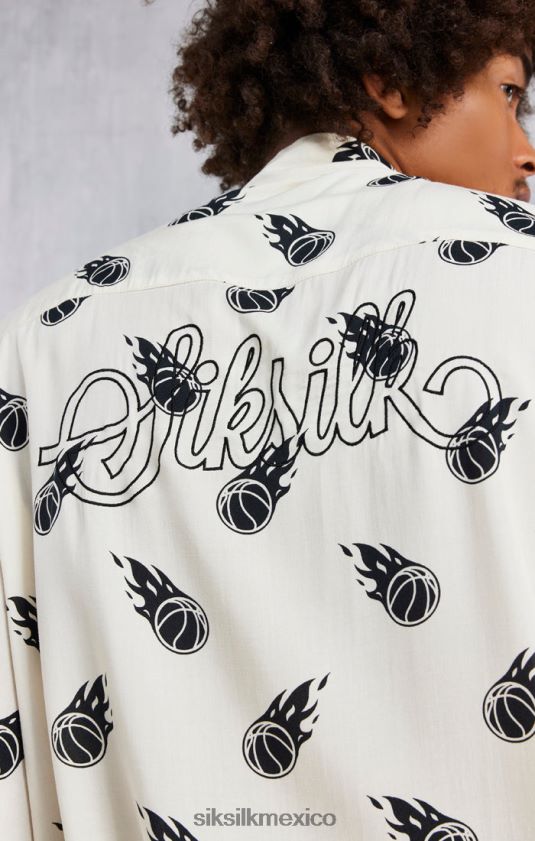 camisa extragrande con estampado crudo Space Jam vestir hombres SikSilk x 8TT44N463