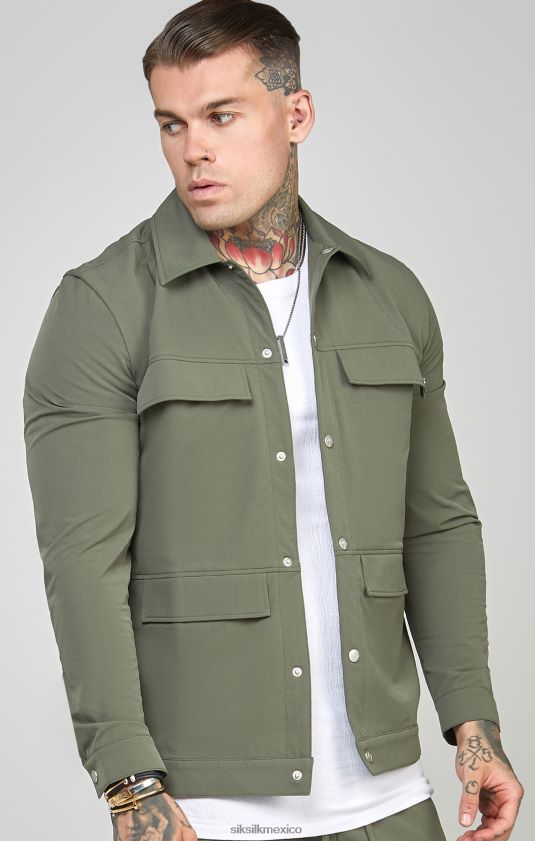 sobrecamisa utilitaria caqui vestir hombres SikSilk 8TT44N465