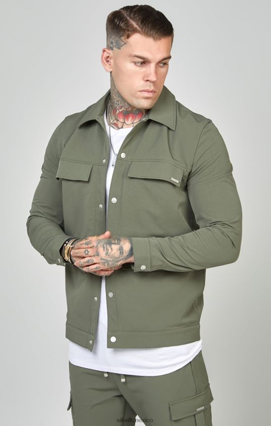 sobrecamisa utilitaria caqui vestir hombres SikSilk 8TT44N465