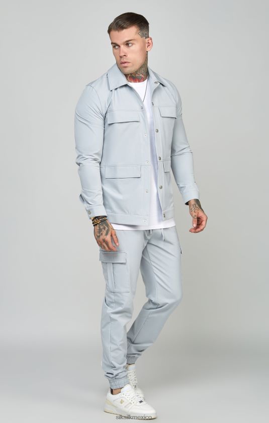 sobrecamisa utilitaria gris vestir hombres SikSilk 8TT44N462