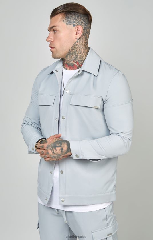 sobrecamisa utilitaria gris vestir hombres SikSilk 8TT44N462