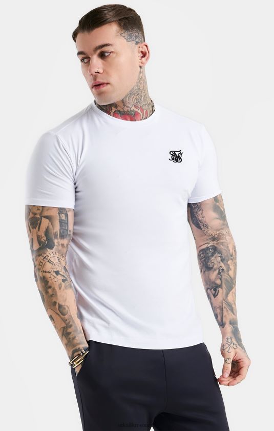 camiseta ajustada blanca esencial de manga corta vestir hombres SikSilk 8TT44N364
