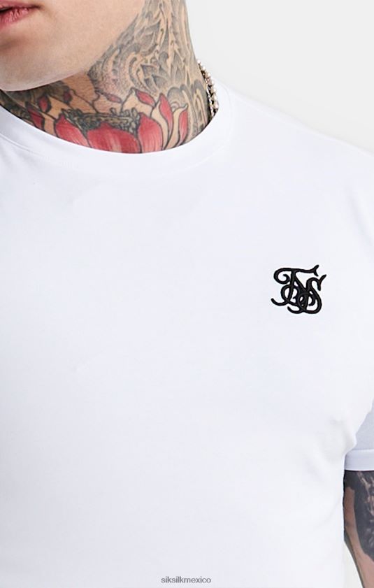 camiseta ajustada blanca esencial de manga corta vestir hombres SikSilk 8TT44N364