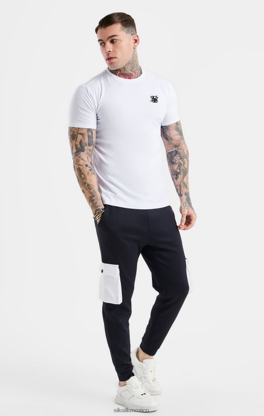 camiseta ajustada blanca esencial de manga corta vestir hombres SikSilk 8TT44N364