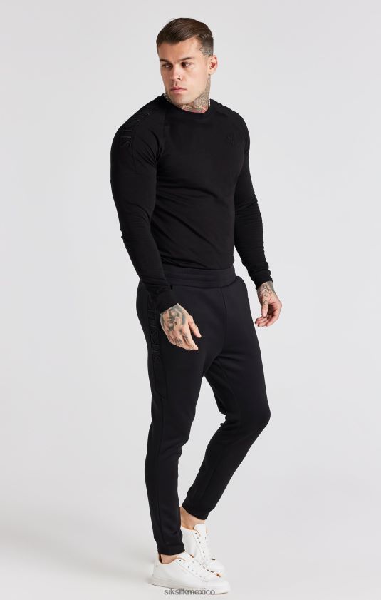 camiseta ajustada con panel negro vestir hombres SikSilk 8TT44N362