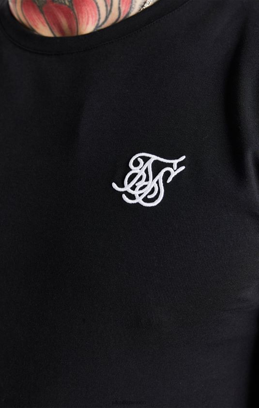 camiseta ajustada negra esencial de manga corta vestir hombres SikSilk 8TT44N363