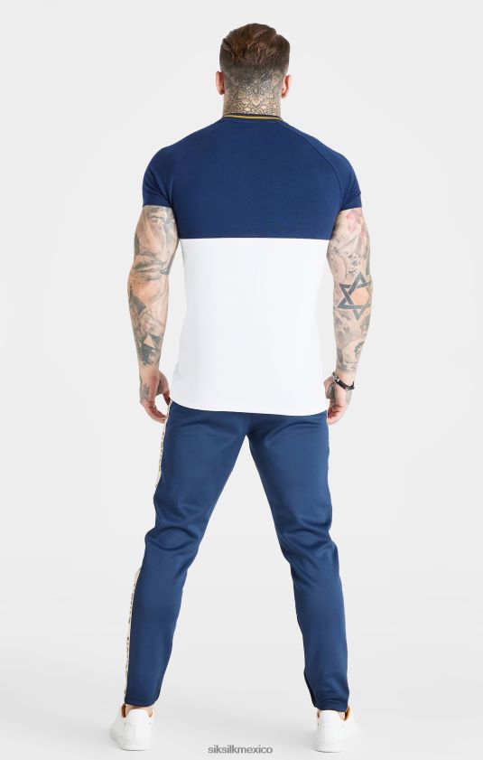 camiseta azul marino ajustada con cortes y costuras vestir hombres SikSilk 8TT44N377