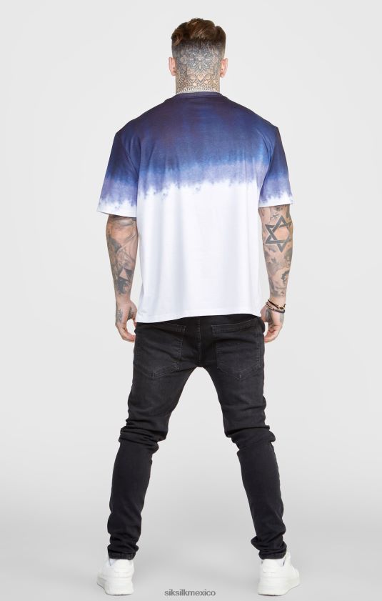 camiseta azul marino con gráfico desgastado vestir hombres SikSilk 8TT44N384