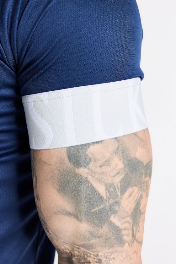 camiseta azul marino con puños elásticos vestir hombres SikSilk 8TT44N369