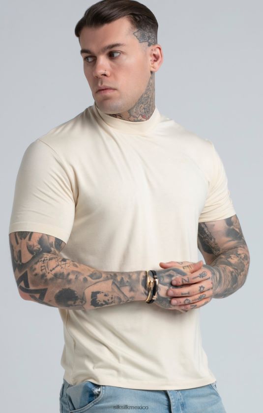camiseta beige con cuello alto vestir hombres SikSilk 8TT44N378