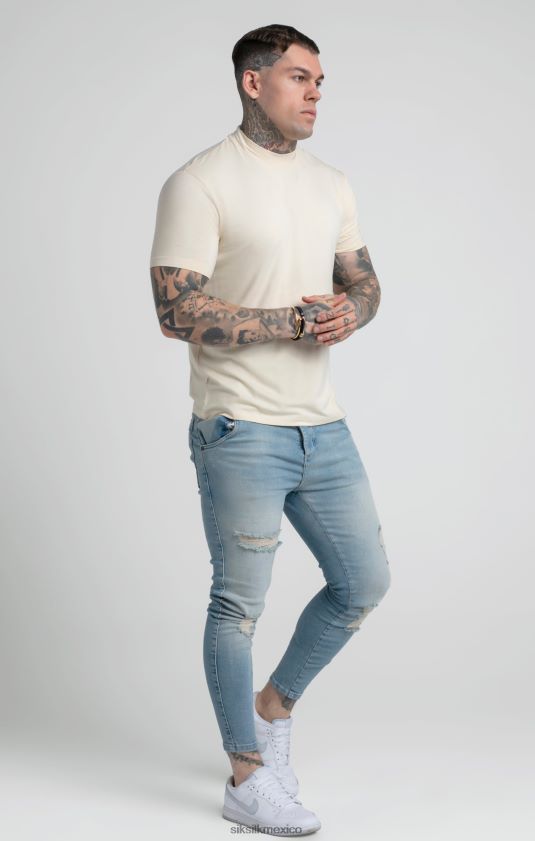 camiseta beige con cuello alto vestir hombres SikSilk 8TT44N378
