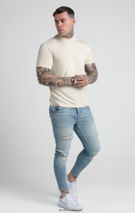 camiseta beige con cuello alto vestir hombres SikSilk 8TT44N378