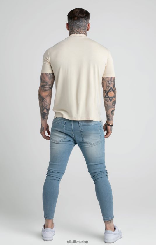 camiseta beige con cuello alto vestir hombres SikSilk 8TT44N378