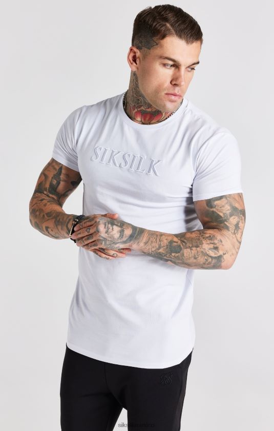 camiseta blanca ajustada con bordado vestir hombres SikSilk 8TT44N370