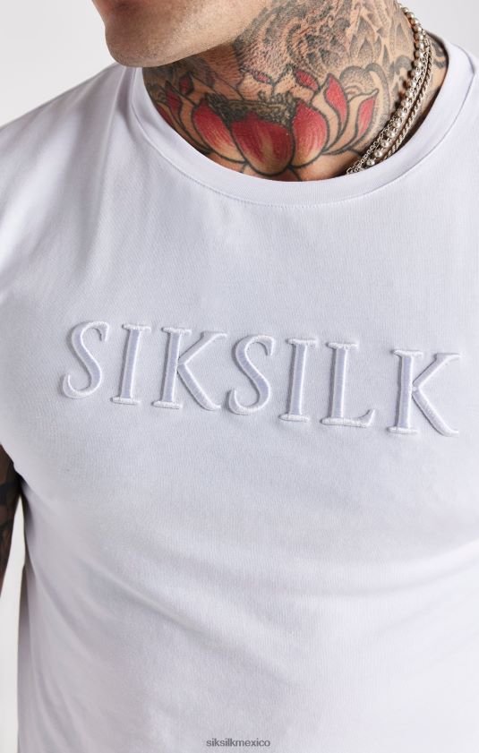 camiseta blanca ajustada con bordado vestir hombres SikSilk 8TT44N370