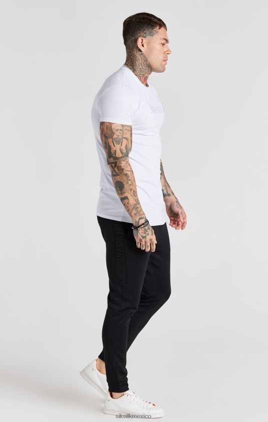 camiseta blanca ajustada con bordado vestir hombres SikSilk 8TT44N370
