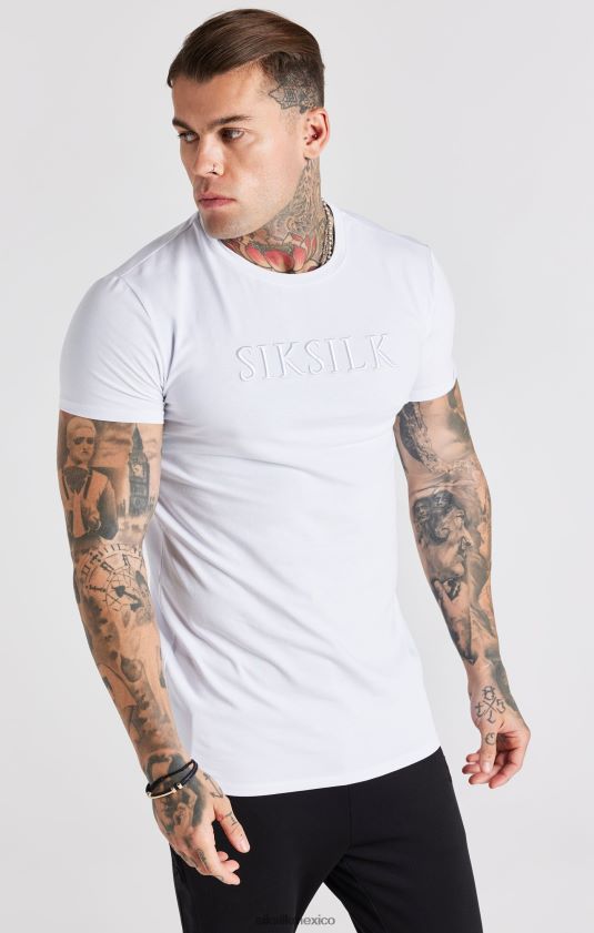 camiseta blanca ajustada con bordado vestir hombres SikSilk 8TT44N370
