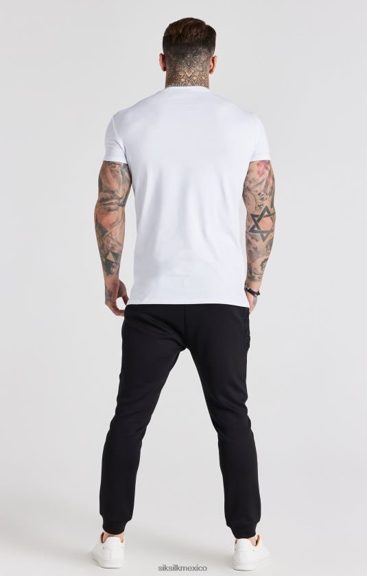 camiseta blanca ajustada con bordado vestir hombres SikSilk 8TT44N370