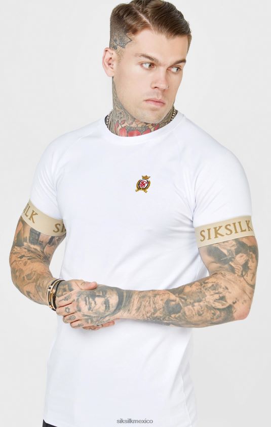camiseta blanca con puño elástico y escudo vestir hombres SikSilk 8TT44N372