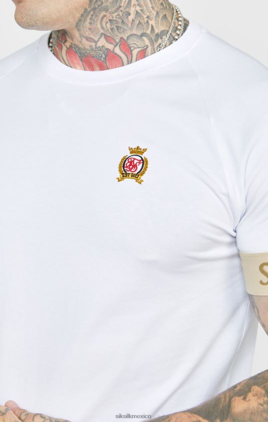 camiseta blanca con puño elástico y escudo vestir hombres SikSilk 8TT44N372