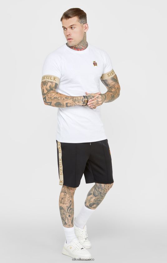camiseta blanca con puño elástico y escudo vestir hombres SikSilk 8TT44N372