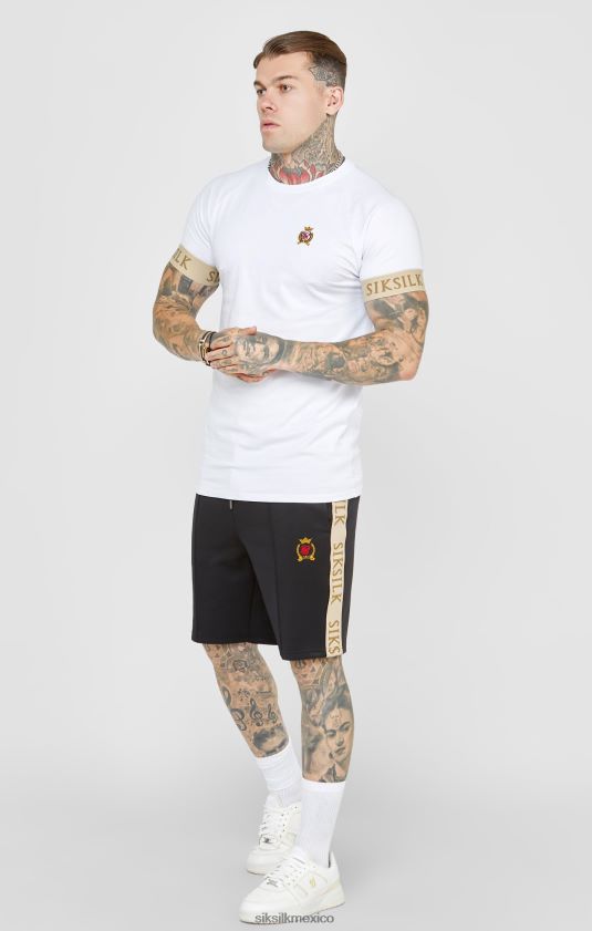 camiseta blanca con puño elástico y escudo vestir hombres SikSilk 8TT44N372