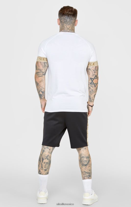 camiseta blanca con puño elástico y escudo vestir hombres SikSilk 8TT44N372