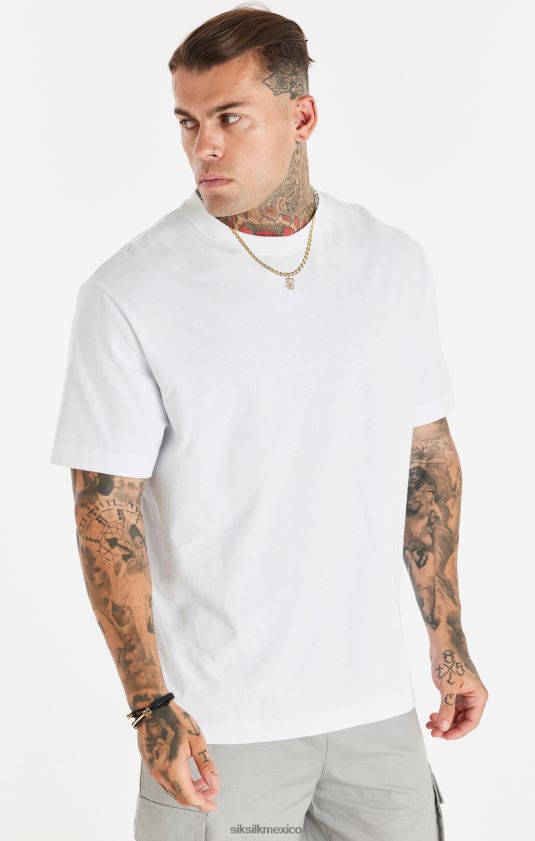 camiseta blanca holgada con estampado de cadenas vestir hombres SikSilk 8TT44N393