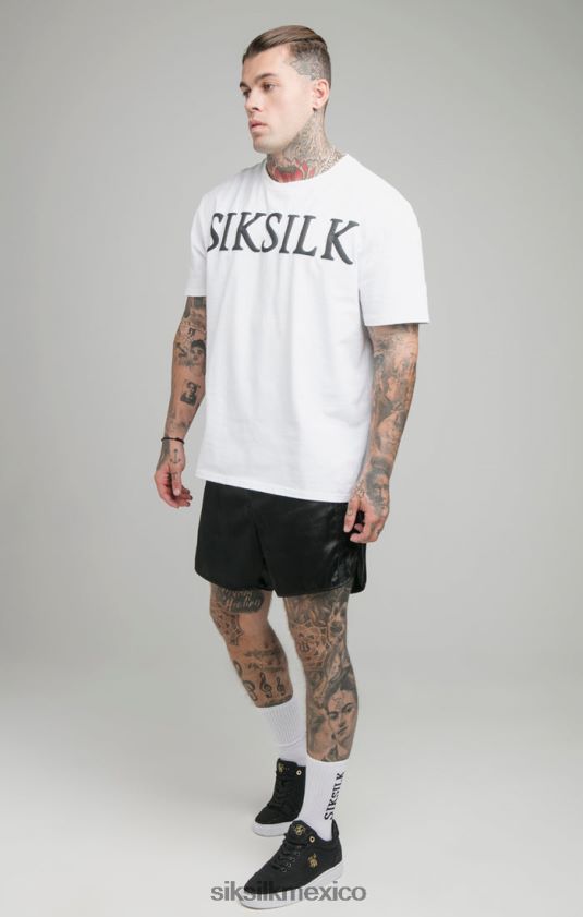 camiseta blanca holgada vestir hombres SikSilk 8TT44N406