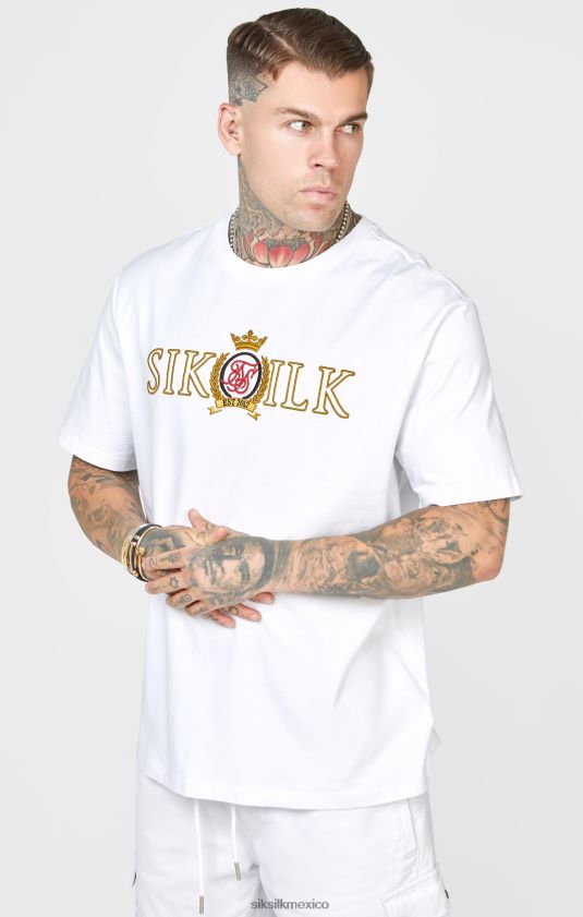camiseta blanca oversize con escudo vestir hombres SikSilk 8TT44N376