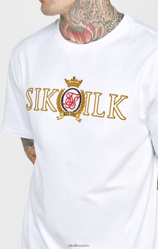 camiseta blanca oversize con escudo vestir hombres SikSilk 8TT44N376
