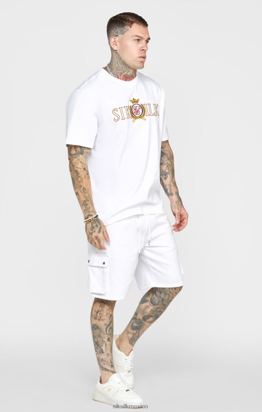 camiseta blanca oversize con escudo vestir hombres SikSilk 8TT44N376
