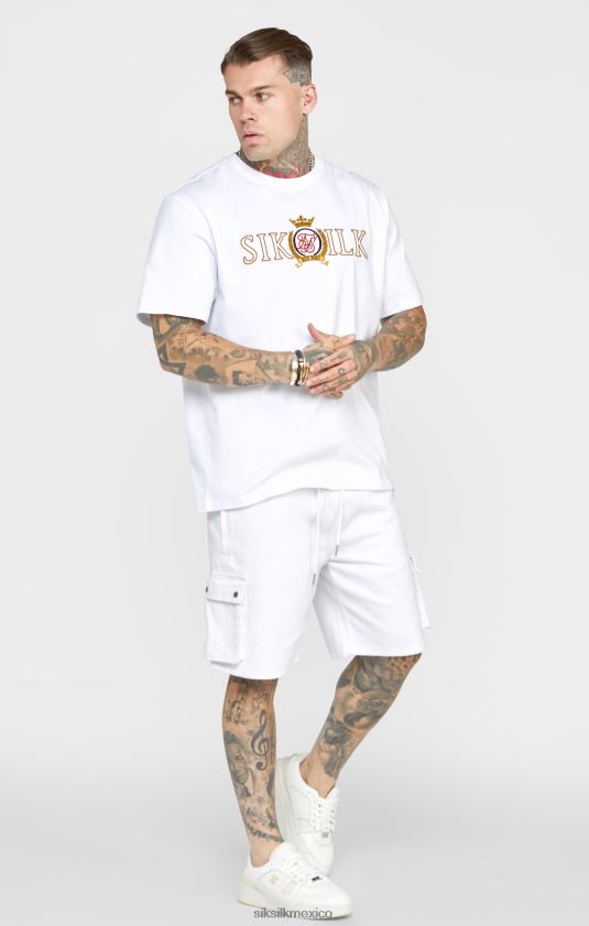 camiseta blanca oversize con escudo vestir hombres SikSilk 8TT44N376