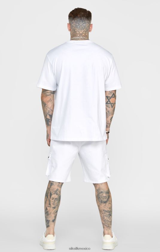 camiseta blanca oversize con escudo vestir hombres SikSilk 8TT44N376