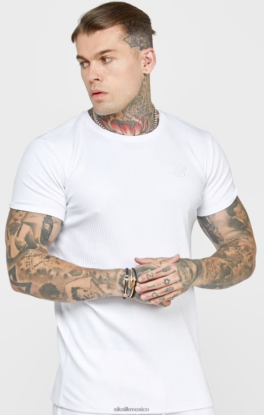 camiseta blanca punto canalé vestir hombres SikSilk 8TT44N381