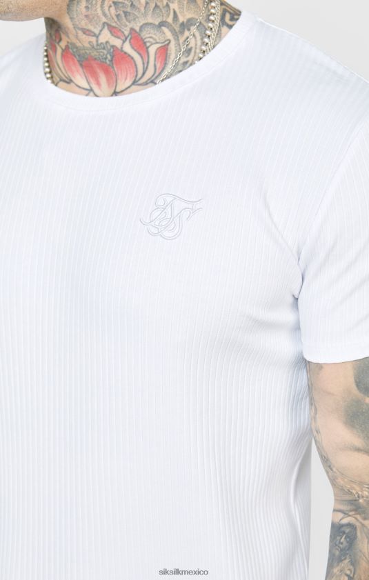 camiseta blanca punto canalé vestir hombres SikSilk 8TT44N381